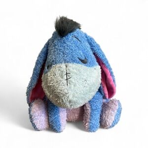 Disney Eeyore 4lb‎ Weighted Plush Stuffed Animal Blue Donkey Pink Bow 14"